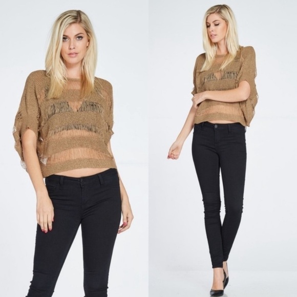 Brown Open Knit Top - Picture 1 of 4